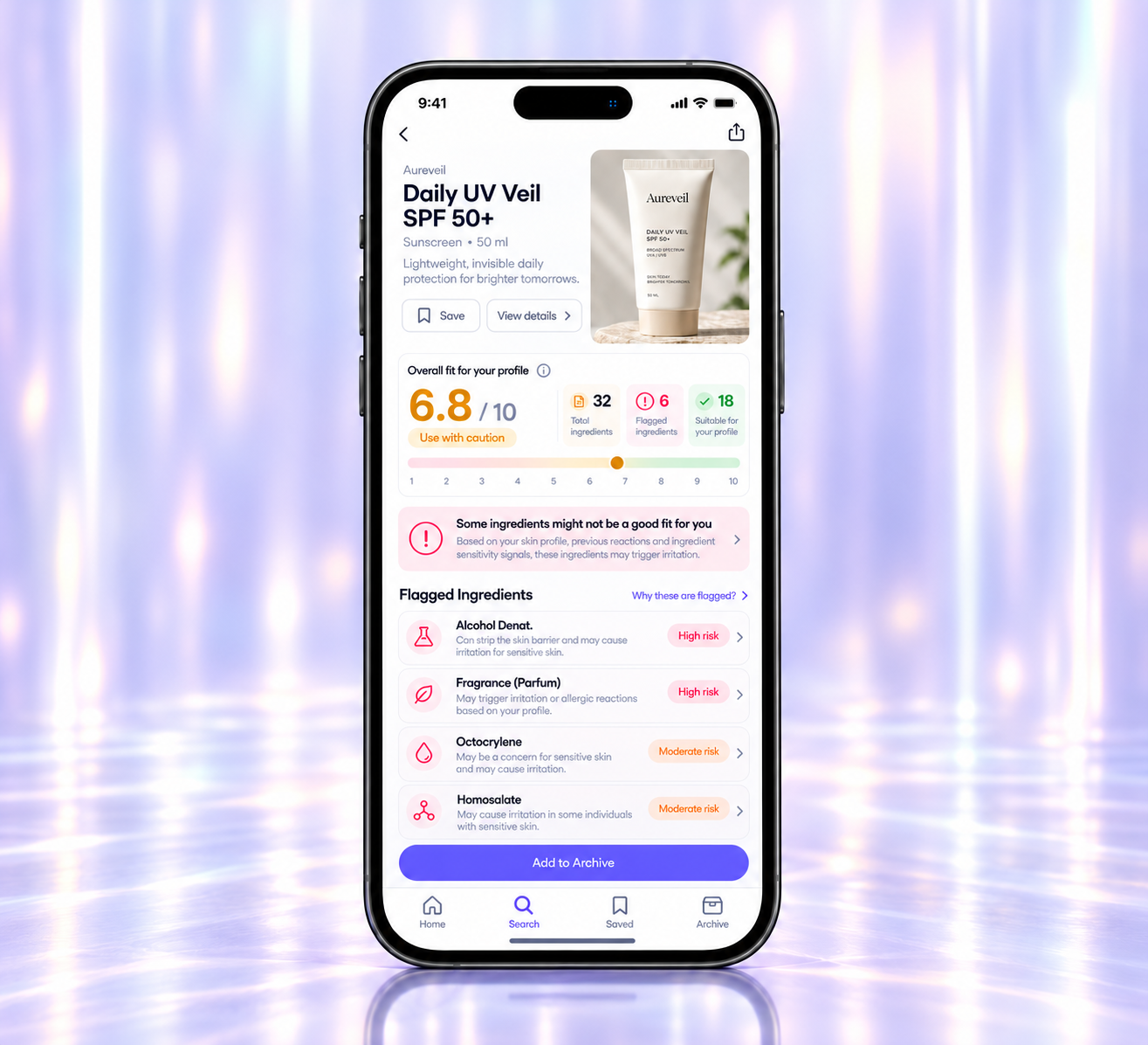 Glow Guard personalized ingredient analysis and product trade-offs